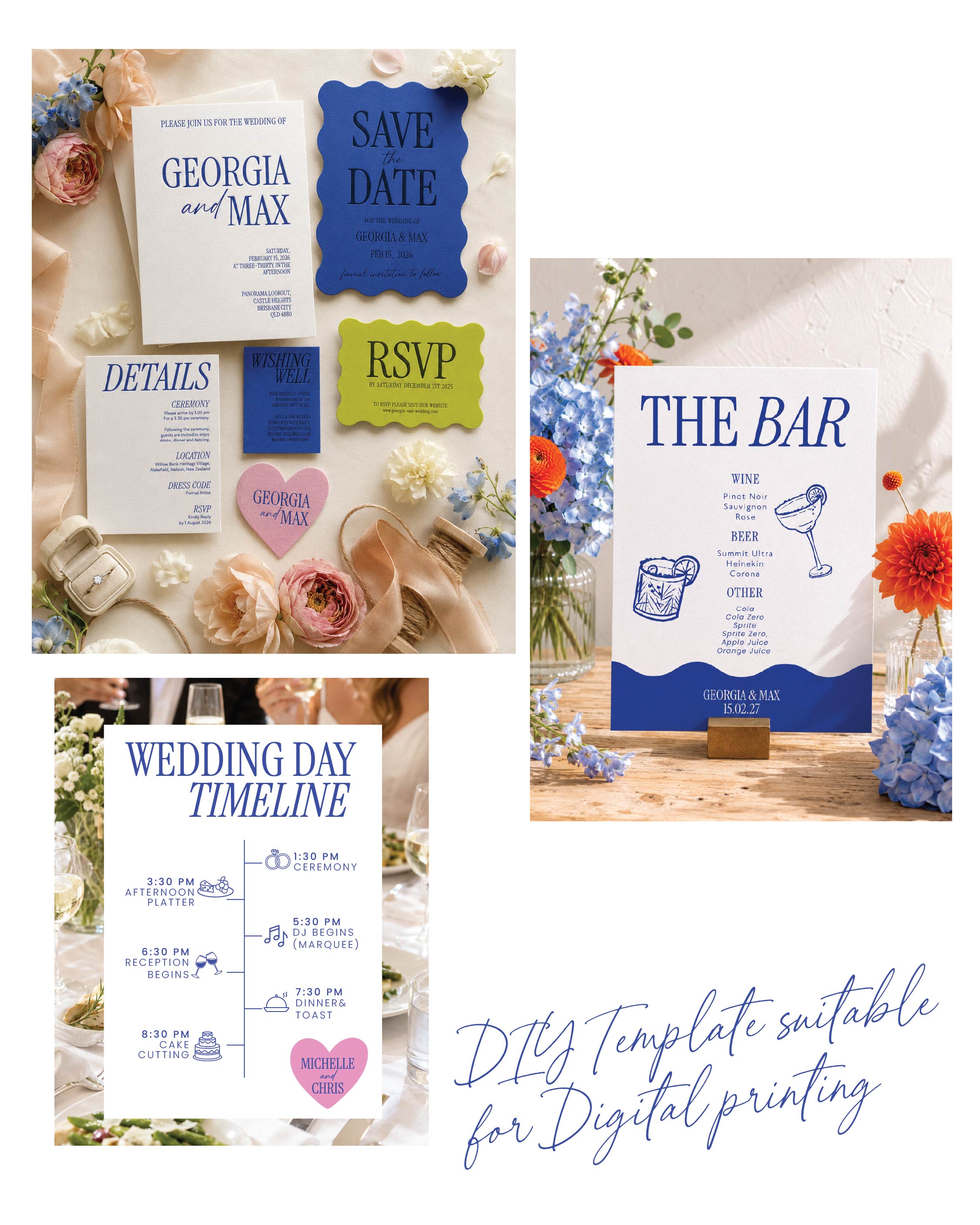 The Capri Suite | Editable Canva Wedding Stationery Template