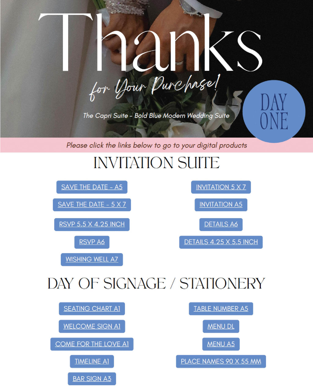 The Capri Suite | Editable Canva Wedding Stationery Template